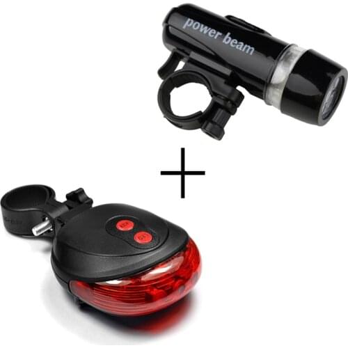 Hot! High Quality Bicycle Rear Light and 5 LED Power Beam Front Light Head Light Torch Lamp for cycling!Headlight and Taillight