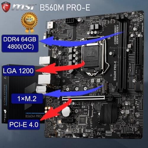MSI LGA 1200 B560M PRO-E B560 Motherboard PCI-E 4.0 DDR4 64GB 4800(OC) SATA III M.2 Intel 11TH Gen Motherboard Placa-mãe New