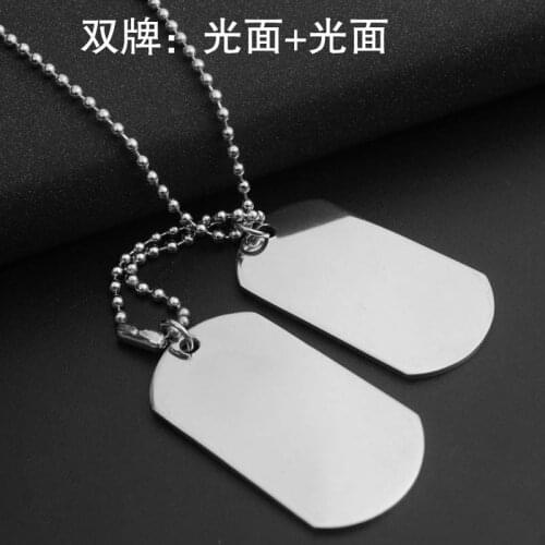 Mens Pendant Men Nameplate Military Army Style Tags Chain Stainless Steel