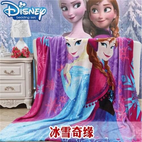 Blue cartoon Elsa and Anna bedspreads100*140cm Frozen printed blanket soft warm flannel bright beddings girl kids princess sheet