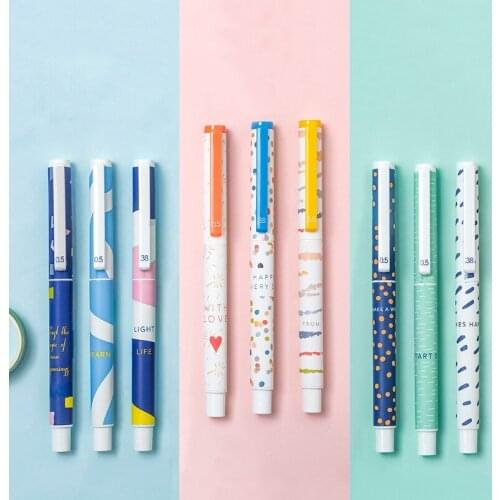 3pcs Fresh Breeze Gel Pen Set Multi Pattern Durable Writing Ballpoint Black Color Ink Stationery Office School Supplies F266