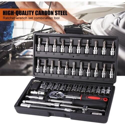 46pcs Socket Wrench Set Ratchet Spanner Multi-functional Car BIke Repair Tool Wrenchs Universal Ratchet Quick Release Wrench