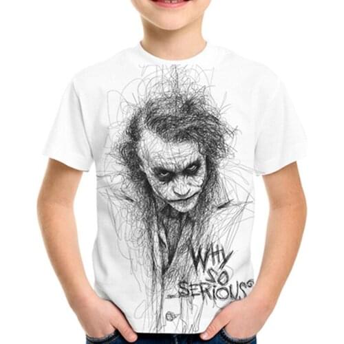 New 2020 Summer Kids 3D Film T-shirt Boys Girls Anime Clown Funny Printed T shirt Children White Pullover Tshirts 4-13 Years Old