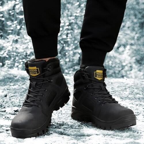2020 autumn and winter new mens combat boots fur boots mens outdoor ankle boots snow boots military boots warm plush flat shoe