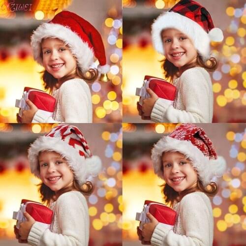 New Year 2022 Christmas Hat Plush Thicken Adults Kids Xmas Hat Christmas Decorations For Home Santa Claus Gifts Warm Winter Caps