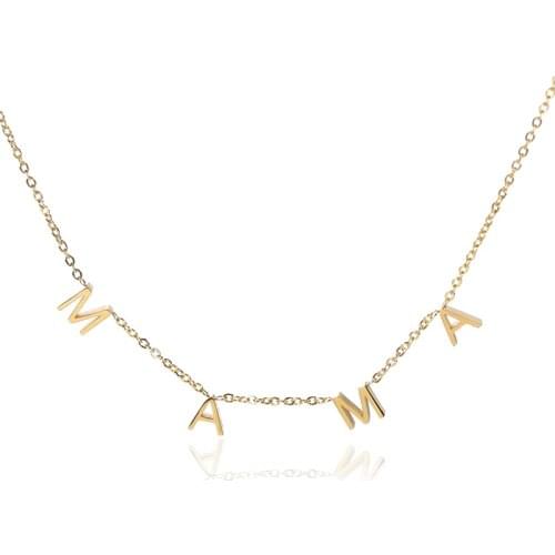 Wholesale 10pcs Mother Gifts MAMA Necklace Alphabet Jewelry Stainless Steel Chain Letter Necklaces Pendants