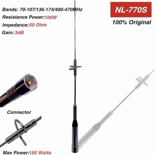 100W Original NAGOYA NL-770S Antenna Dual Band 70/136/400MHz NL770S High Power Gain FM Mobile Radio Antenna for Car Walkie TalkI