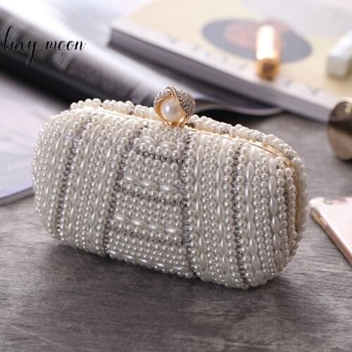 Pearl Beaded Wedding Clutch Evening Bag Womens Purse with Rhinestones Elegant Party Clutch Bag Fashion Crossbody Bag ZD814