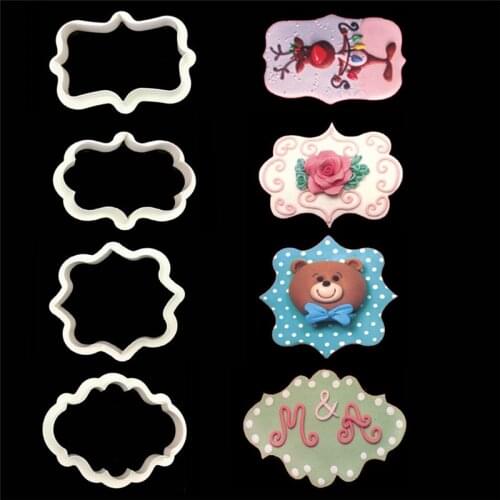 Frame Cookie Cutter Vintage Plaque Cookie Cutter Set Plastic Biscuit Mould Fondant Cake Decorating Tools Fondant sugarcraft Mold
