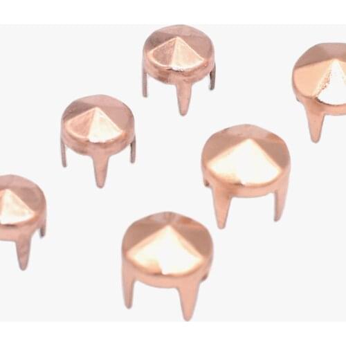 Rose Gold Studs 6/5mm Six-sided Cone Spike Nailhead Iron Claw Studs Rivet DIY Craft Leather Accessories Purse Bag Hardware