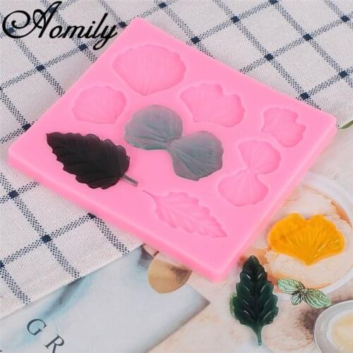Aomily 8 Holes Violet Flowers Leaf Silicon Mold Fondant Cake Chocolate Mold Wedding Cake Decorating Baking Tools Soap Ice Molds