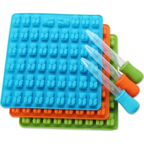Silicone Forms Silicone Mold Gummy Bear Shape Bear Mould Jelly Bear Cake Candy Tray With Dropper Rubber Chocolate Maker Hot Sale