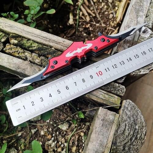 Dropship 440C Stainless Steel Folding Knife Mini Outdoor Survival Knife Aluminum Handle Camping Knife Bat Double Blade Hand Tool