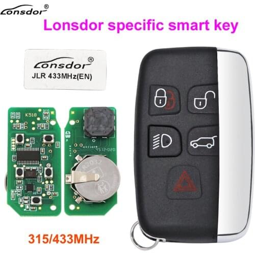 Lonsdor Specific Smart Key 5 Buttons 315MHz/433MHz Remote Fob for Land Rover Jaguar 2015-2018
