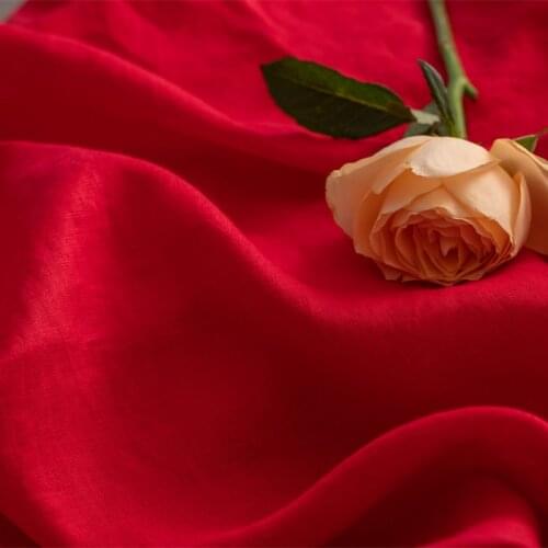 High-end flax fabric Pomegranate red linen fabric High-end gowns, dresses, trousers, shirts and jackets tissu