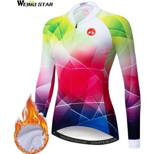 Weimostar Pro Team Thermal Fleece Cycling Jersey Women Winter Warm MTB Bike Jersey Top Windproof Bicycle Clothing Cycling Wear