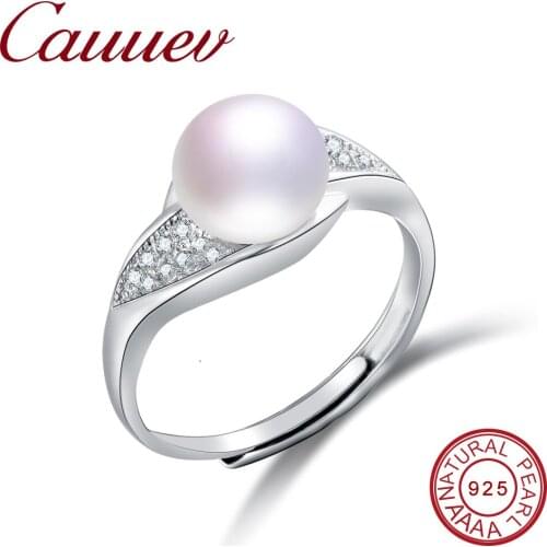 Cauuev 2018Wedding rings for women AAAA High Quality 100% Natural Pearl Rings Engagement Jewelry For women Accessories fine gift