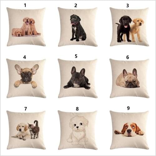 Cute Dog Print Pillowcase for Car Home Decor 45x45 cm Kids Bedroom Cushion Covers 1 Piece Polyester Square Throw Pillow Cover