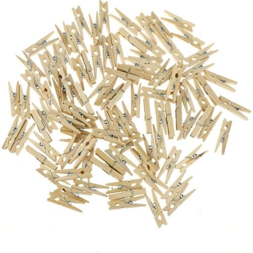 100Pcs/lot For Clothespin Craft Decoration Photo Clips Clips Pegs 3*0.4CM Mini Natural Wooden Clips