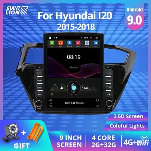 2 DIN Android 9.0 Car Multimedia Player For Hyundai I20 2015 2016 2017 2018 GPS Navigation Stereo Car Radio DVD Head Unit DVD