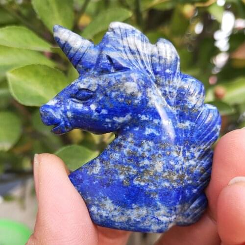 2inch Crystal Skull Natural lapis lazuli quartz unicorn Carving Gemstone stone horse skull Reiki Healing Feng Shui