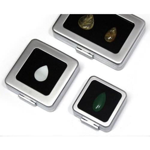 20pc/lot Loose Diamond Display Box PU Leather Case Gem Stone Storage Box Black White Pad Bead Pendant Gemstones Organizer Holder