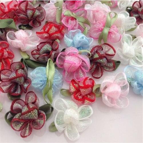 20pcs UPick Ribbon Flower W/Rose carnation Appliques wedding Lots Mix A240