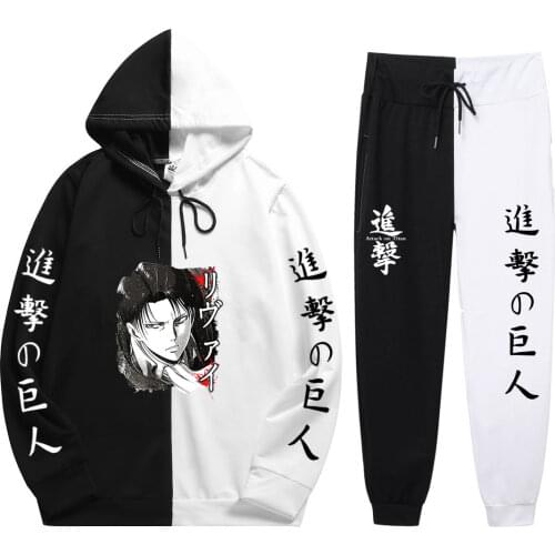 2021 Japanese Anime Attack on Titan Hoodie Pants Casual Men Women Tracksuits Casual Jogging Suits Harajuku