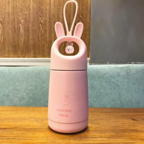330ml Creative Cute rabbit pendant Cartoon Thermos Bottle Insulated Vacuum Flasks Children Women Travel Water Mugs