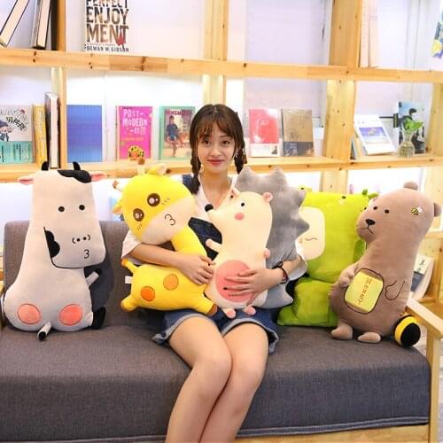 45cm/65cm Funny Giraffe&Cow&Monster&Hedgehog&Bear Plush Pillow Soft Cute Cartoon Animal Stuffed Toys Bed Cushion Doll Kids Gifts