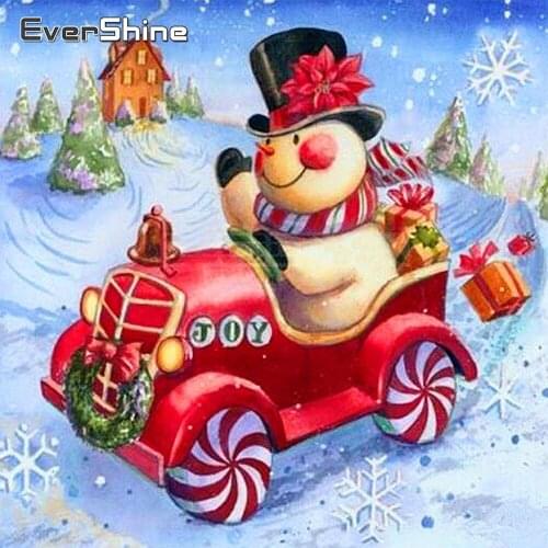 EverShine 5D DIY Diamond Painting Snowman Picture Of Rhinestone Diamond Embroidery Cartoon Car Mosaic Winter Children Room Decor