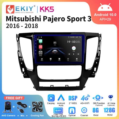EKIY 1280*720 Car Android Radio For Mitsubishi Pajero Sport 3 2016-2018 8 Core 4G BT WIFI Navigation GPS Multimedia Audio Player