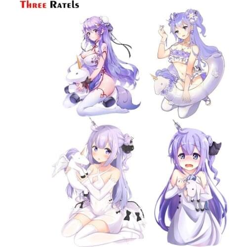 Three Ratels FC680 Azur Lane Unicorn purple hair amine girl Car Stickers laptop decal