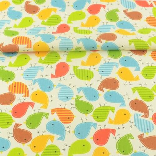 White 100% Cotton Fabric Lovely Birds Design Sewing Cloth Decoration Bedding Twill Scrapbooking Tissue Crafts Quilting Patchwork