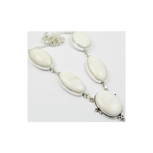 White Jaspers Necklace Silver Overlay over Copper , 51.5 cm, N2297
