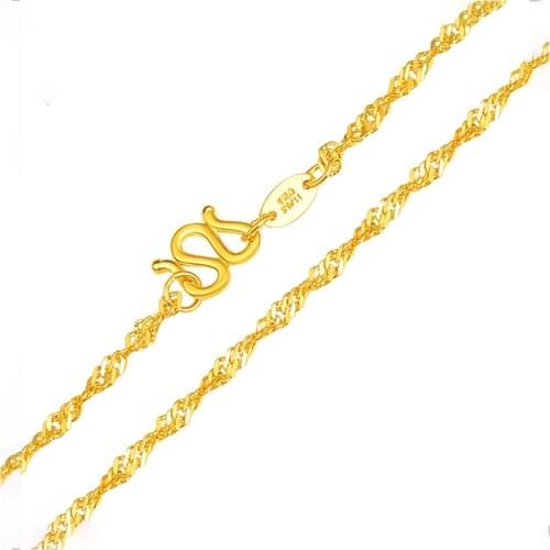 Real Solid 999 24k Yellow Gold Necklace Women Luck Singapore Link Chain 16.5"L 2.5-3g