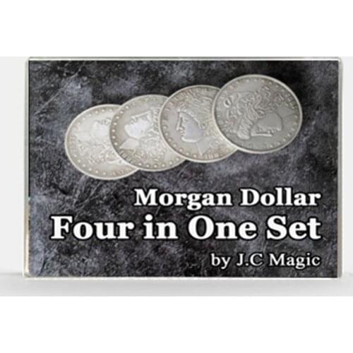 Four in One Morgan Dollar Set Copper by J.C Magic Coin Magic Tricks Illusion Coin Appear/Vanish Jumping Close up Magic Gimmick