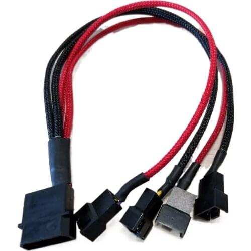 IDE Molex to 4 x 12V 4Pin Socket (2pin wire) Cooling Fan Splitter Connector Jack Power Supply Cable 22AWG Wire 30cm