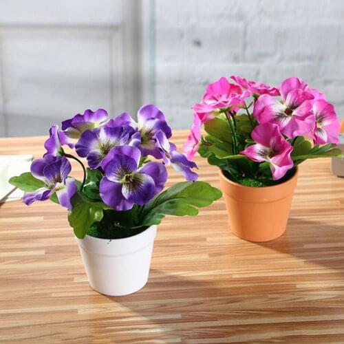 1 Pc Artificial Flower Pansy Plant Bonsai Home Wedding Office Garden Desk Living Room Party Decor Arrangement Accessories 2021