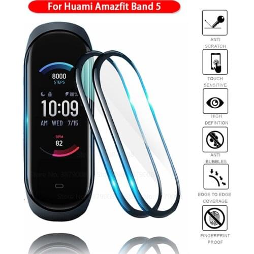 2pcs Full curved protective Film For Xiaomi Huami Amazfit Band 5 Soft screenprotector For Huami Band5 smart bracelet accessories