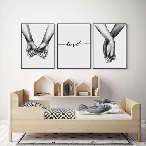 Nordic Back White Style Sweet Love Wall Art Canvas Poster Minimalist Print LOVE Quotes Painting Picture for Living Room Decor