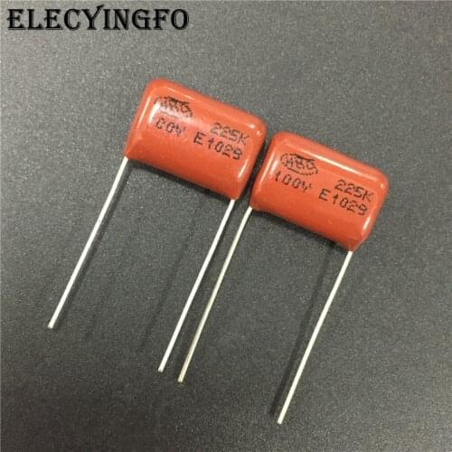 10pcs CBB capacitor 225 100V 225K 2.2uF 2200nF P15 CL21 Metallized Polypropylene Film Capacitor