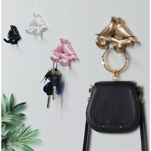 Creative Home Wall Bird Resin Hook Wall Decoration behind the Bedroom Door Seamless Hat-and-Coat Hook Key Holder Sticky Hook