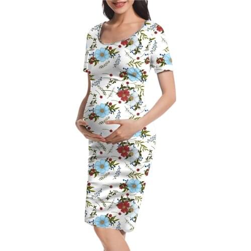 Summer Woman Dress Mom Clothes Pregnancy Maternity Dresses Summer Floral Fashion Print Pregnancy Dresses Clothes Vestidos