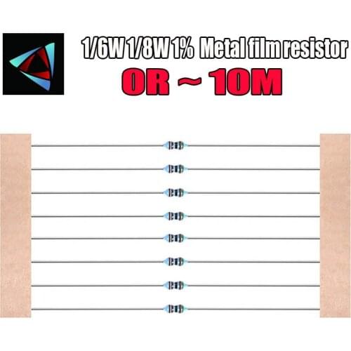 100pcs 1/8W 1/6W 1% Metal film resistor 0R ~ 10M 220R 330R 1K 2.2K 3.3K 4.7K 10K 22K 47K 100K 100 220 330 2M 1M ohm
