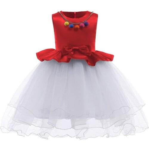 Cute girl dress noble European solid bow princess dress for 3-10yrs girls kids children party wedding gown performance dress