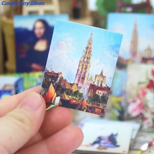 Dollhouse Mini Oil Painting Dollshouse Miniature 1:12 Miniature Furniture Doll House Resin Picture Frame Wooden Display Easel