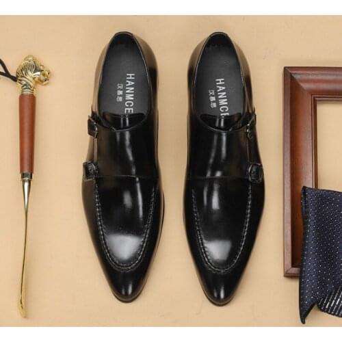2021 Summer Men comfortable leather shoes business dress suit shoes men brand Bullock genuine leather black slipon wedding mens