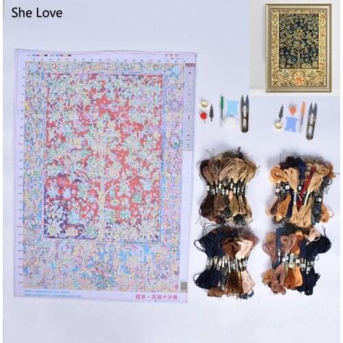 Chzimade Golden Tree Cross Stitch Kits DIY Diamond Embroidery Rhinestone Paste