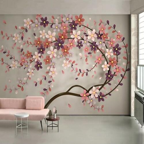 Custom 3D Photo Wallpaper Flower Tree Wall Painting Wallpapers For Living Room Restaurant Bedroom Large Mural Wall Paper Floral